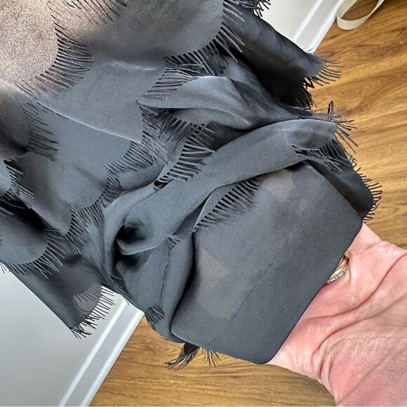 REBECCA TAYLOR Sateen Strapless Eyelash Tier Bustier Cocktail Mini Dress Black 6 - Picture 15 of 15